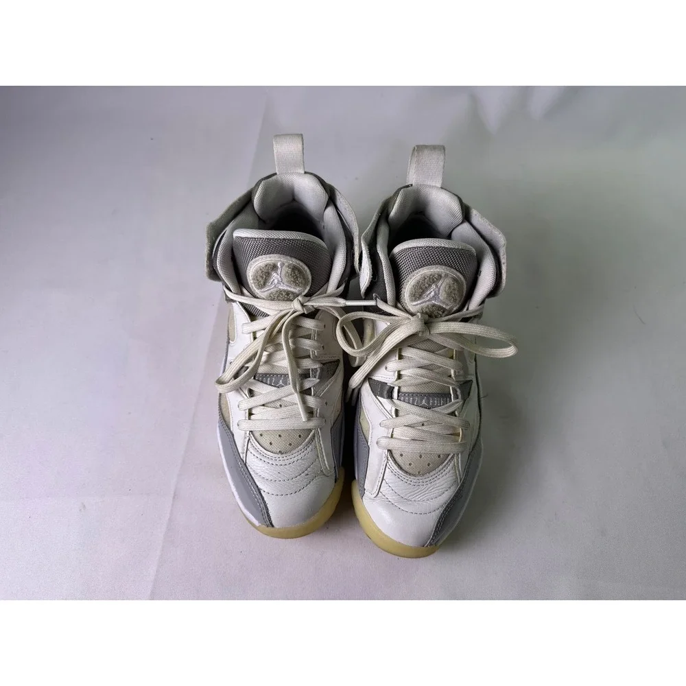 Jordan Jumpman Two Trey Womens Size 6 Grey White Patent Leather DR9631-002 Shoes